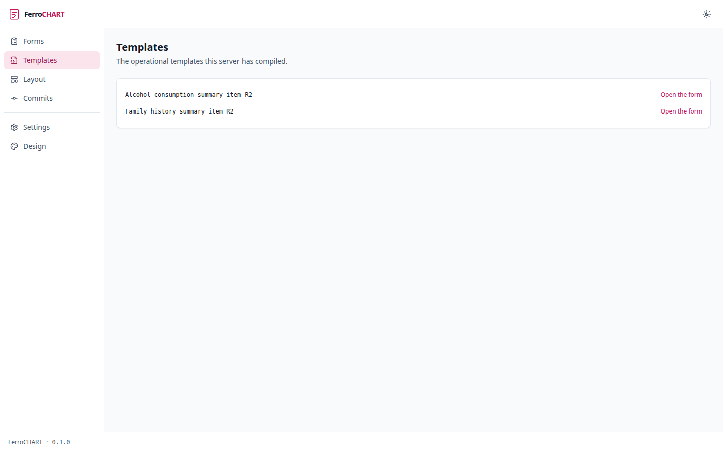 The template library, listing two compiled operational templates